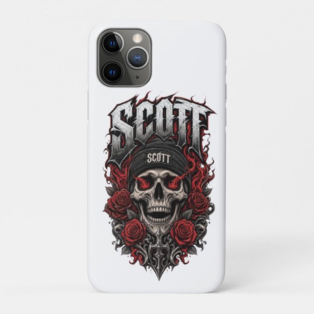Scott Gothic Skull Personalised Name Design Case-Mate iPhone Case (Back)