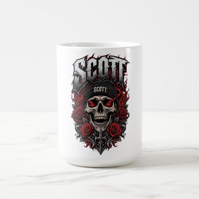 Scott Gothic Skull Personalised Name Design Coffee Mug (Center)