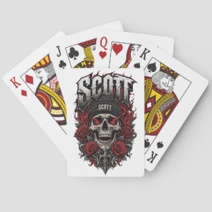 Scott Gothic Skull Personalised Name Design Playing Cards