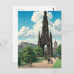 Scott Monument of Edinburgh Japanese Woodblock Pri Postcard