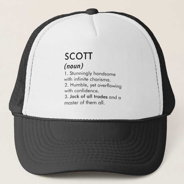 Scott name, Editable name, Custom name Trucker Hat (Front)
