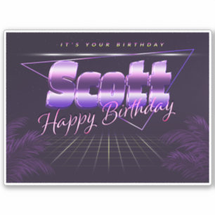 Scott Name First Name lila retro Sticker Birthday