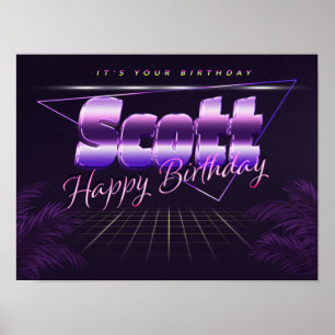 Scott Name First Name purla retro poster Birthday