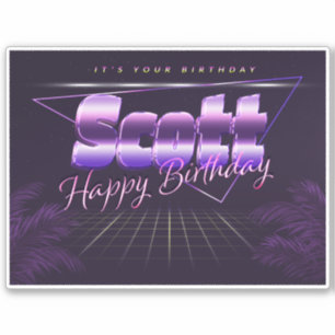 Scott Name Vorname lila retro Sticker Geburtstag