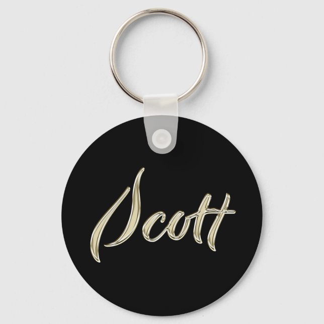 Scott Name whitegold Button Schlüsselanhänger Key Ring (Front)