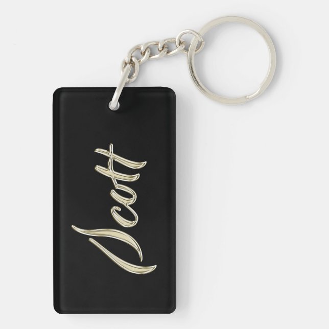 Scott Name whitegold key trailer Key Ring (Back)