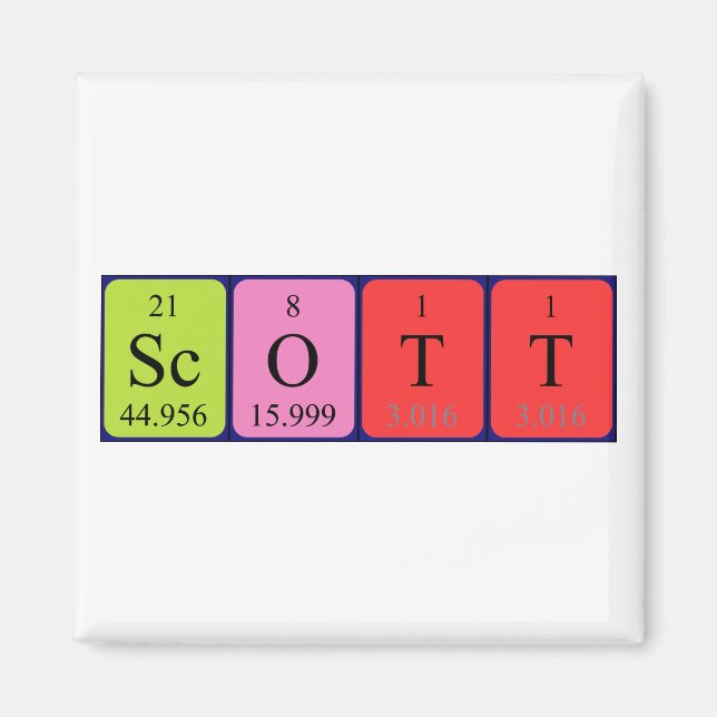 Scott periodic table name magnet (Front)