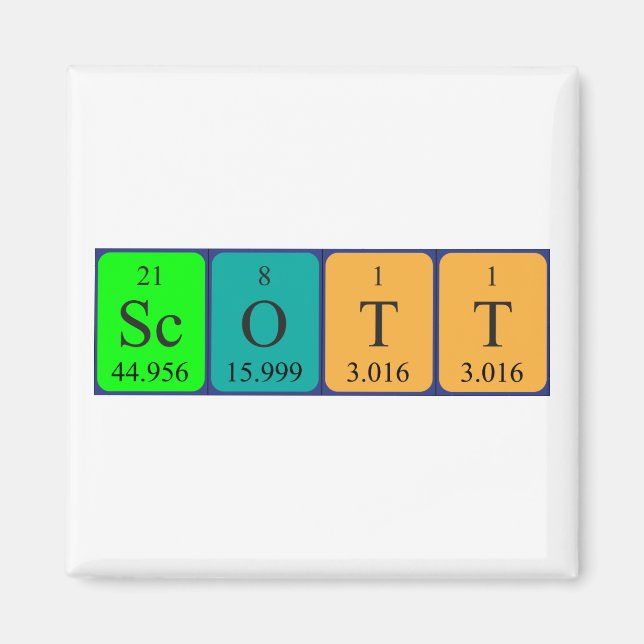 Scott periodic table name magnet (Front)