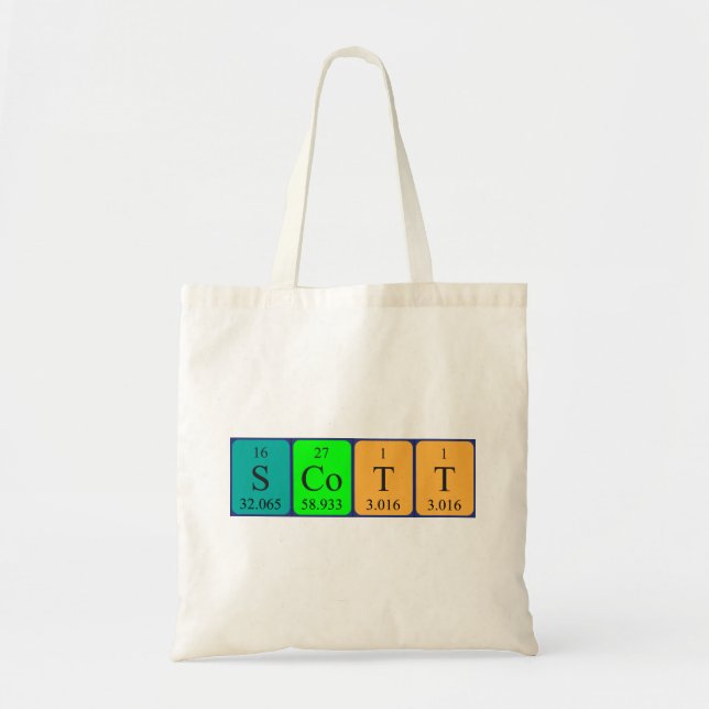 Scott periodic table name tote bag (Front)