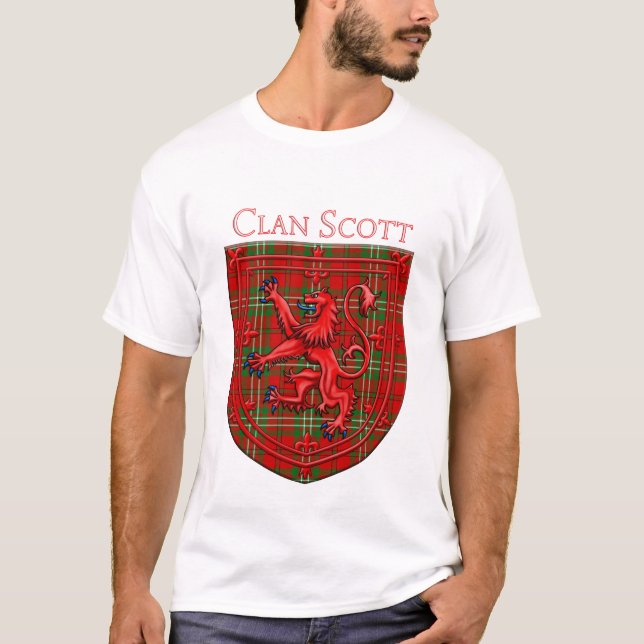 Scott Tartan Scottish Plaid Lion Rampant T-Shirt (Front)