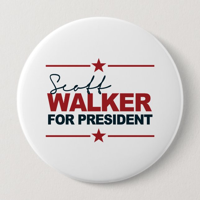Scott Walker For President 2016 Signature 10 Cm Round Badge (Front)