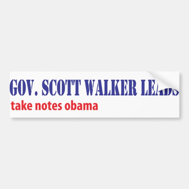 Scott Walker Leads Bumper Sticker (Front)