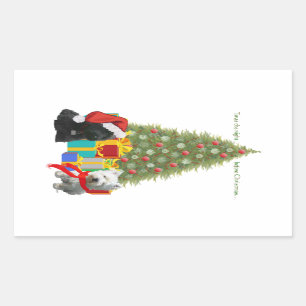 Scottie and Westie Christmas Tree Rectangular Sticker