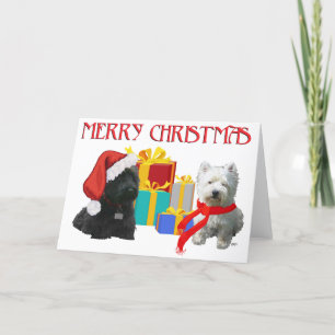 Scottie and Westie Merry Christmas Holiday Card