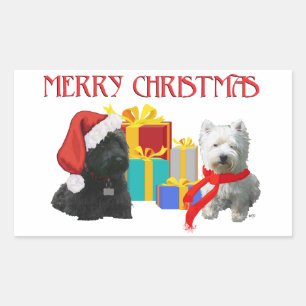Scottie and Westie Merry Christmas Rectangular Sticker
