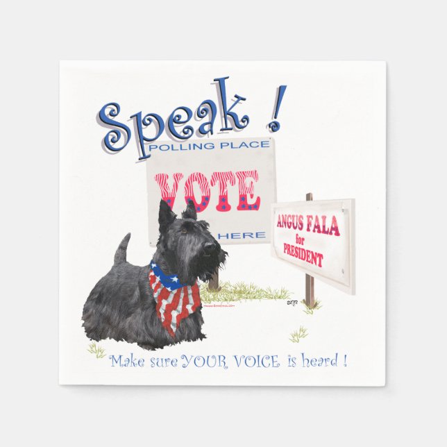 Scottie Angus Fala for President Napkin (Front)