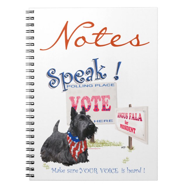 Scottie Angus Fala for President Notebook (Front)
