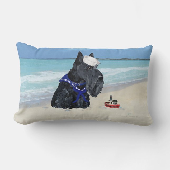 Scottie at the Beach Lumbar Cushion (Front)