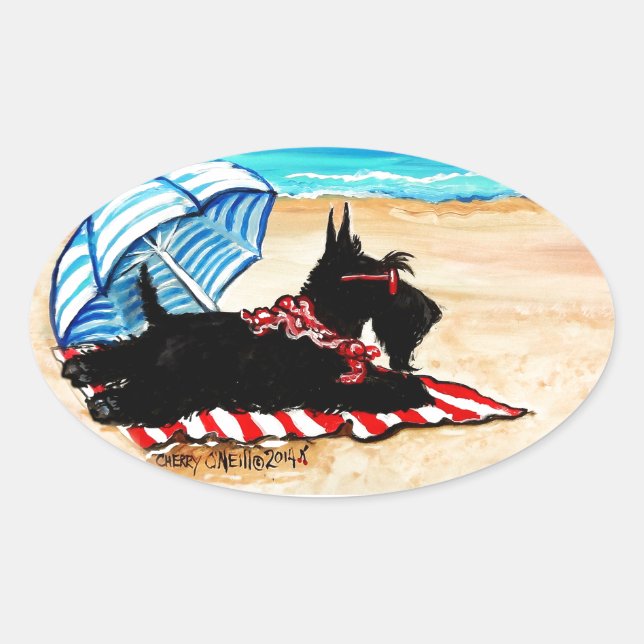 Scottie Beach Oval Sticker (Front)