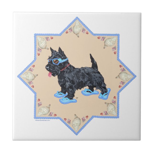 Scottie Blue FlipFlops Tile (Front)