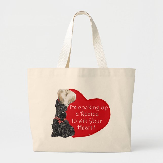 Scottie Chef  Valentine Large Tote Bag (Front)