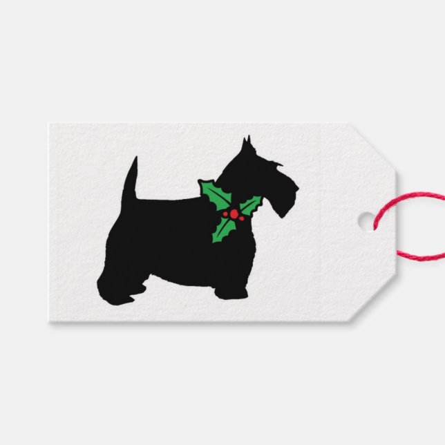 Scottie Dog and Holly Gift Tags (Front (Horizontal))
