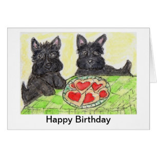 Scottie dog birthday card art  Scottish terrier
