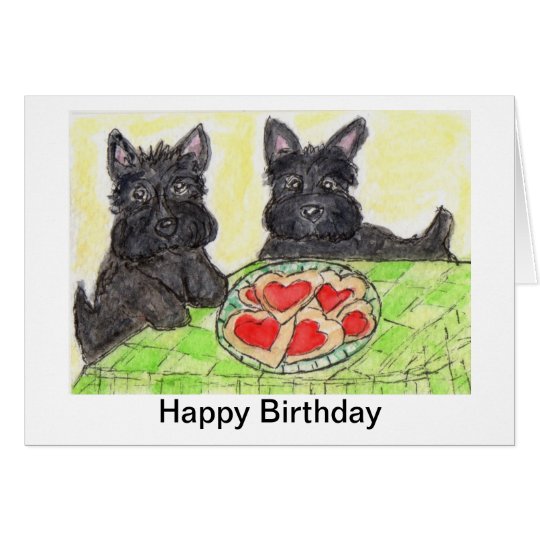 Scottie dog birthday card art Scottish terrier