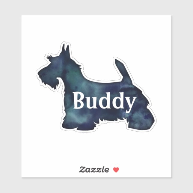 Scottie Dog Black Watercolor Silhouette with Text (Sheet)