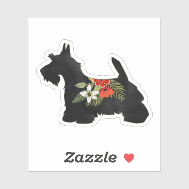 Scottie Dog Breed Boho Floral Silhouette (Sheet)