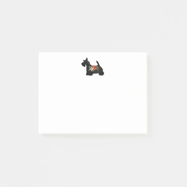Scottie Dog Breed Boho Floral Silhouette Post-it Notes (Front)