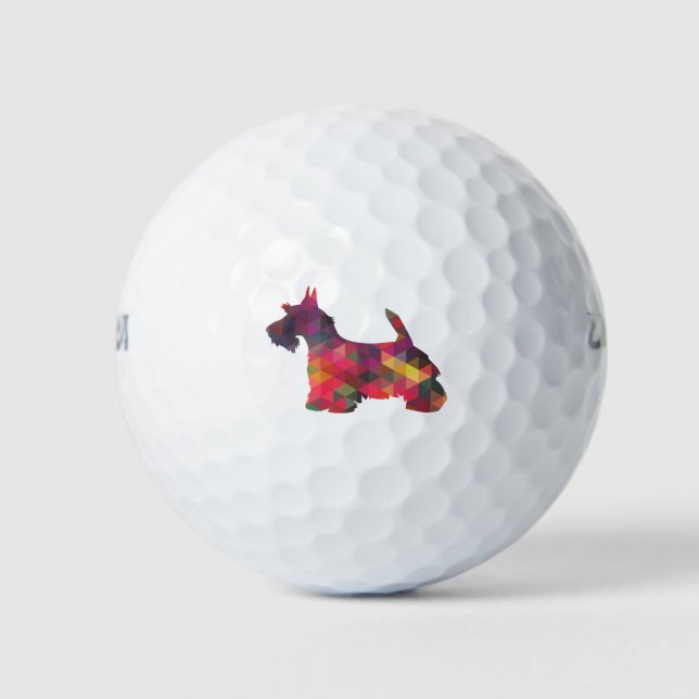 Scottie Dog Breed Geo Silhouette Multi Golf Balls (Front)
