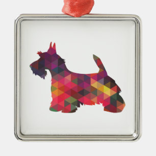 Scottie Dog Breed Geo Silhouette Multi Metal Tree Decoration