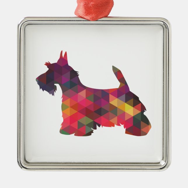Scottie Dog Breed Geo Silhouette Multi Metal Tree Decoration (Front)