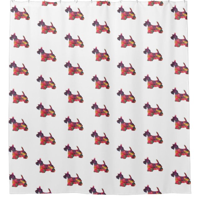 Scottie Dog Breed Geo Silhouette Multi Shower Curtain (Front)