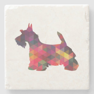 Scottie Dog Breed Geo Silhouette Multi Stone Coaster