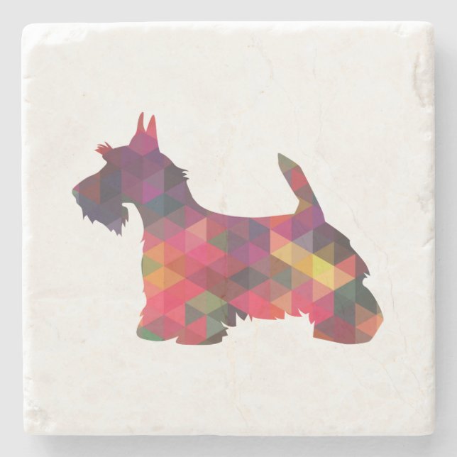 Scottie Dog Breed Geo Silhouette Multi Stone Coaster (Front)