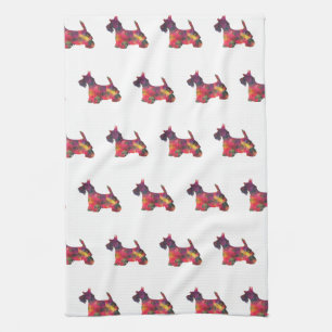 Scottie Dog Breed Geo Silhouette Multi Tea Towel