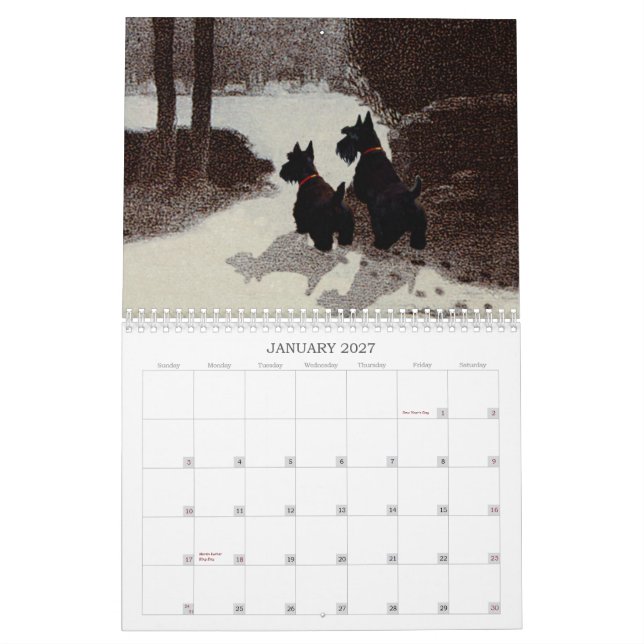 Scottie Dog Calendar (Jan 2027)