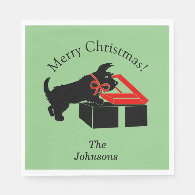 Scottie Dog Christmas Paper Party Drink Napkins (Front)