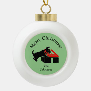 Scottie Dog Christmas Personalised Ball Ornament