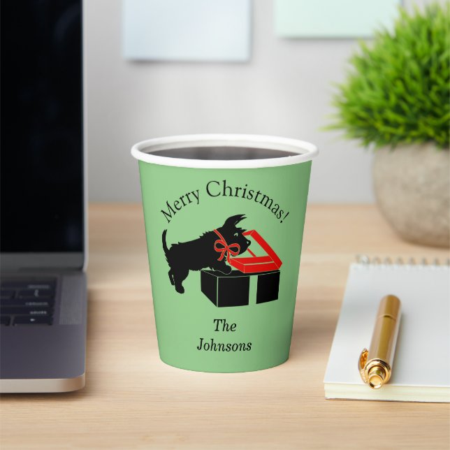 Scottie Dog Christmas Personalised Paper Party Cup (Insitu)