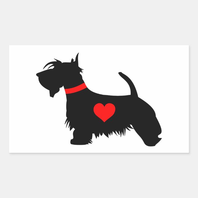 Scottie dog heart rectangular sticker (Front)