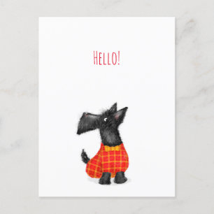 Scottie dog hello postcard