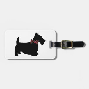 Scottie Dog in Plaid Bow Tie Luggage Tag