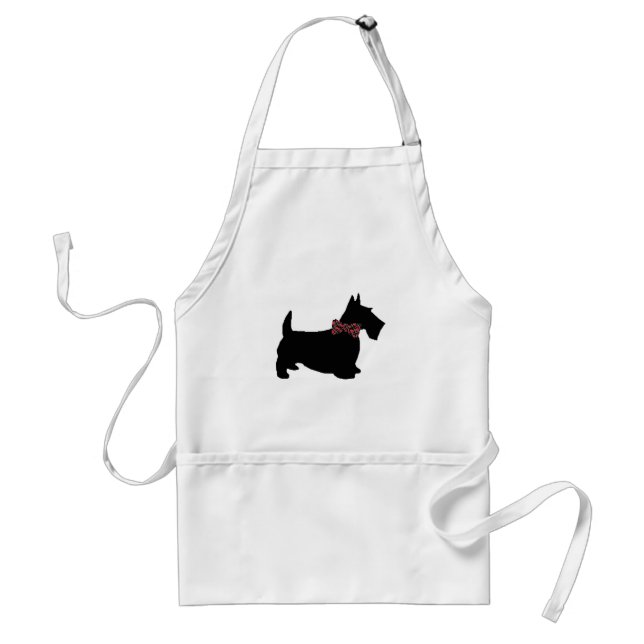 Scottie Dog in Plaid Bow Tie Standard Apron (Front)