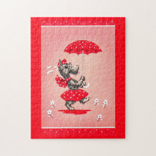 Scottie dog lady carrying umbrella jigsaw puzzle