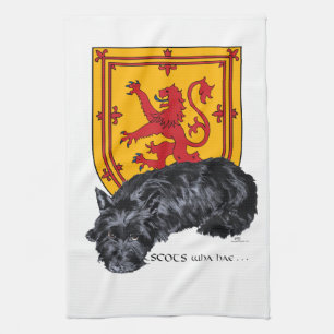 Scottie Dog Lion Rampant Flag Tea Towel