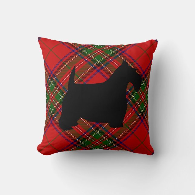 Scottie Dog on Plaid Cushion (Front)