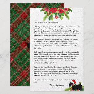 Scottie Dog Plaid Christmas Newsletter Custom Stationery